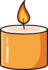 A cartoon depiction of a single, lit, orange candle.