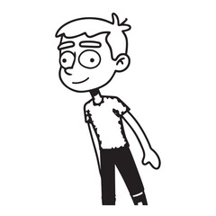 Handsome Man Black and White Illustration Vector Image Male Portrait Fashion Sketch Line Art Design	