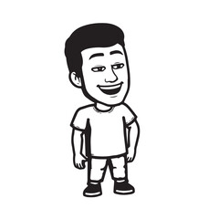 Handsome Man Black and White Illustration Vector Image Male Portrait Fashion Sketch Line Art Design	