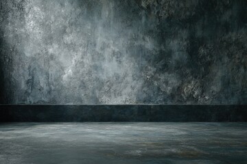 Empty room with textured concrete walls and floor