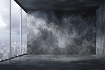 Empty modern room with city view