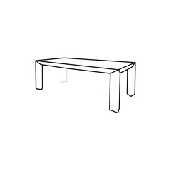 Clean line drawing of a rectangular dining table.