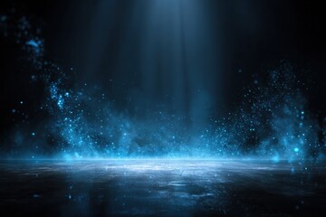 Dark, futuristic scene with blue light