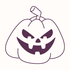 Halloween jack-o-lantern pumpkin outline, spooky carved faces.