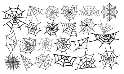 Spider Web silhouette vector bundle and white background