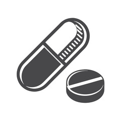 Two Isolated Medicine Capsules Icon on White Background