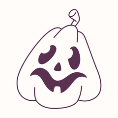 Halloween jack-o-lantern pumpkin outline, spooky carved faces.