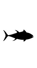 Fototapeta premium Silhouette of a tuna fish, isolated on a white background. This elegant siluet captures the powerful form of the ocean's bounty
