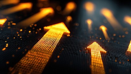 Abstract digital display of many upward-pointing arrows