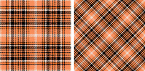 Seamless orange color check pattern. Repeating patern plaid. Checkered design for prints. Repeated tartan fabric. Vector scottish fabriс. Ekose texture. Madras flannel. Checker line. Stripe gingham
