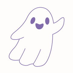 Cute cartoon ghost. vector Halloween illustration of spooky characters