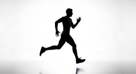 Dynamic Silhouette of a Male Runner in Motion, Capturing the Essence of Speed and Athleticism
