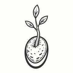 Young Plant Icon In Soil On White Background Simple Growth Sprout Design