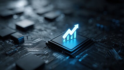 Graph icon on a circuit board