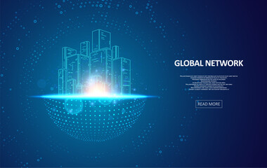 Abstract global technology background. Futuristic data network representation. Digital innovation concept for your design.