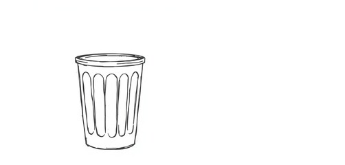 Simple hand-drawn sketch of an empty trash can on a white background, eco-friendly, disposal