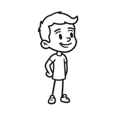 Handsome Man Black and White Illustration Vector Image Male Portrait Fashion Sketch Line Art Design	