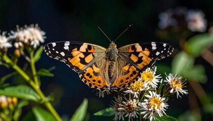 Painted Lady butterfly on wildflowers