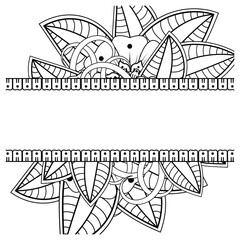 Mehndi flower pattern for Henna drawing and tattoo. Decoration in ethnic oriental  Indian style. Doodle ornament. Outline hand draw vector illustration.