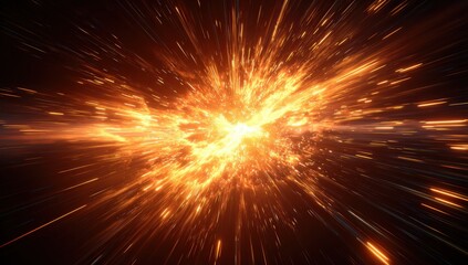Explosive burst of light radiating outwards
