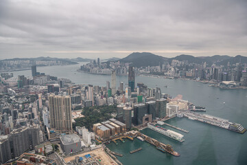 Fototapeta premium Top view of Hong Kong cityscape