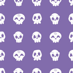 Seamless Halloween skull pattern, spooky vector background