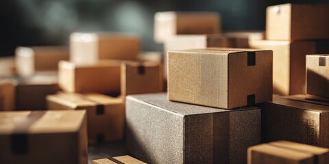Stacked cardboard boxes in a warehouse