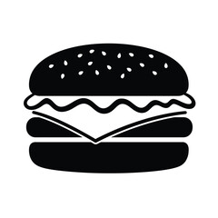 Hamburger silhouette illustration with layered ingredients on a white background. EPS 10.