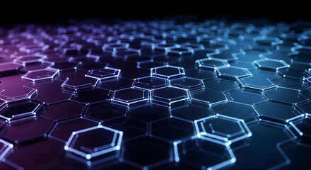 Obraz premium Futuristic Glowing Hexagon Pattern with Digital Grid and Abstract Background