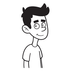 Handsome Man Black and White Illustration Vector Image Male Portrait Fashion Sketch Line Art Design	