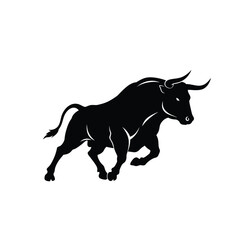 Dynamic bull silhouette icon symbolizing power and resilience. EPS 10.