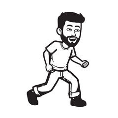 Handsome Man Black and White Illustration Vector Image Male Portrait Fashion Sketch Line Art Design	