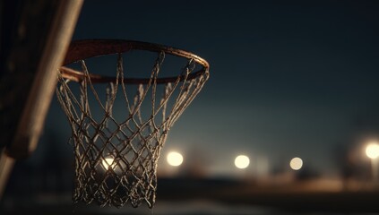 Basketball hoop at night
