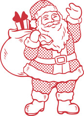 クリスマス　サンタクロース　人物　男性　飾り　あしらい　手描き　イラスト素材