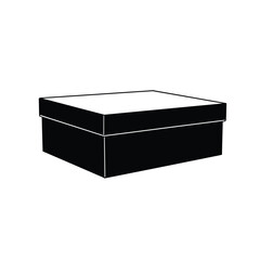 Minimalist closed shoebox icon with lid and cutout detail. EPS 10.
