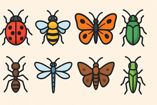 icon collection.Various insects - Powered by Adobe