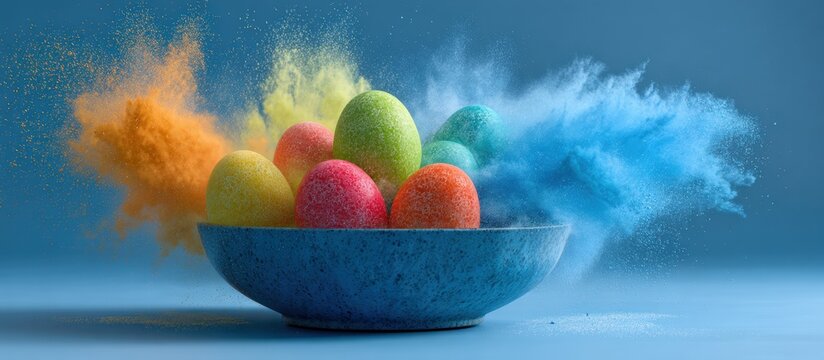Colorful Easter Eggs Exploding with Powder