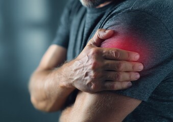 Close-up of man with shoulder pain