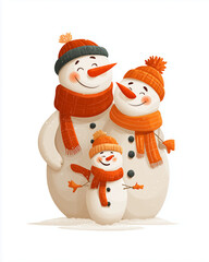 family snowman on a white background