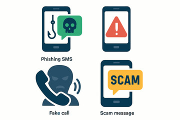 Mobile phone scam awareness campaign against phishing and fraud.