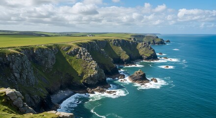 Fototapeta premium Coastal cliffs and ocean waves
