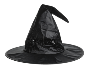 Black Witch Hat for Halloween Costume Isolated on White Background