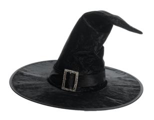 Black Witch Hat for Halloween Costume Isolated on White Background