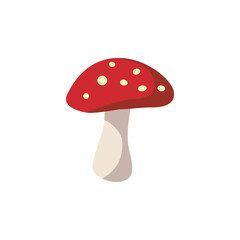 Fly agaric in cartoon style on a white background, vector graphic.