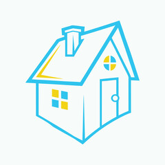 Small residential house icon isolated on a white background with a modern design for a real estate business concept