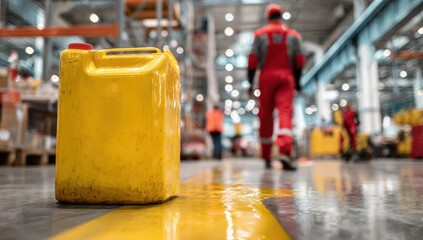 Yellow canister on factory floor