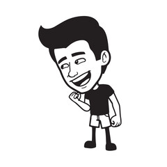 Handsome Man Black and White Illustration Vector Image Male Portrait Fashion Sketch Line Art Design	