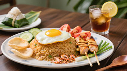 Digital illustration of traditional Indonesian nasi goreng”
