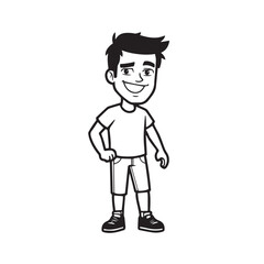 Handsome Man Black and White Illustration Vector Image Male Portrait Fashion Sketch Line Art Design	