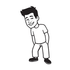 Handsome Man Black and White Illustration Vector Image Male Portrait Fashion Sketch Line Art Design	